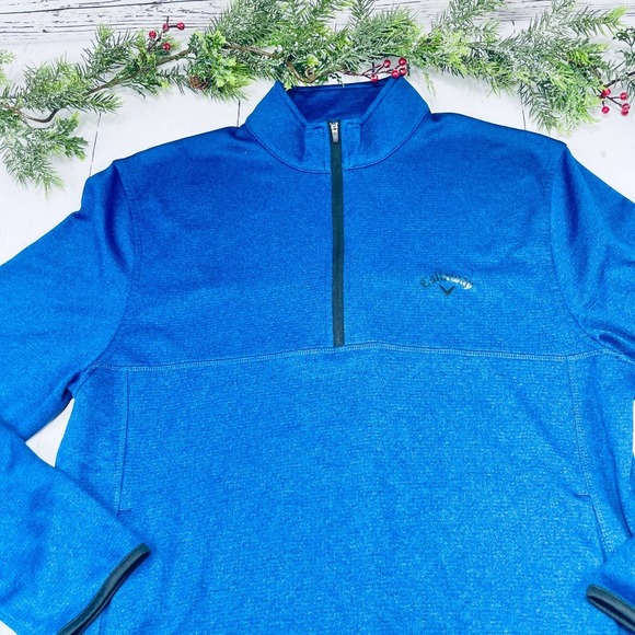 Men's Callaway Half Zip Blue Pull Over - Picture 2 of 7